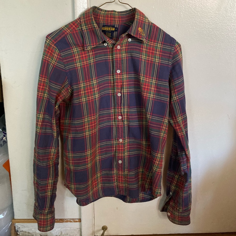 RUGBY Purple/yellow/green/pink Plaid Rugby Button-Down
